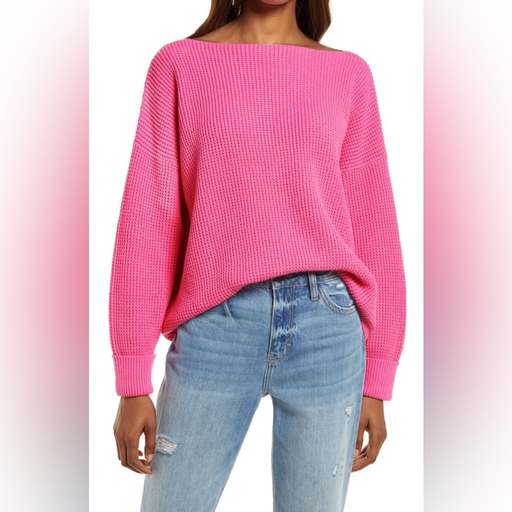 French Connection Prosecco Pink Pink Knit Boatneck Sweater